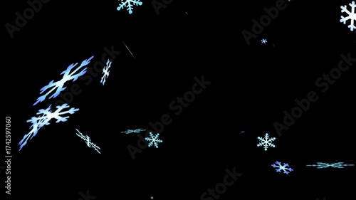 雪の結晶に視界を覆われるアニメーション