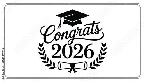 Graduation congratulations 2026 vector illustration scalable eps iconic design element vector
