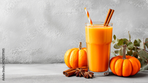 Healthy pumpkin drink. Unusual way of serving