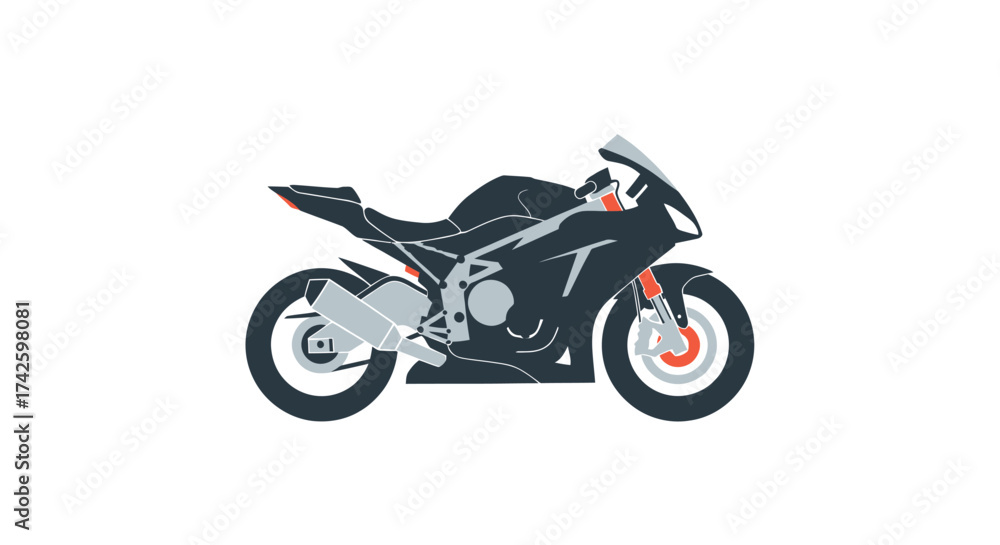 Sleek Black Sport Motorcycle with Silver Accents.