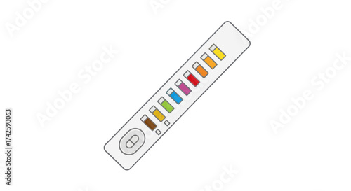 Colorimetric Test Strip with Multiple Colored Pads for Chemical Analysis.
