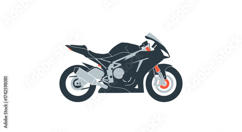 Sleek Black Sport Motorcycle with Silver Accents.