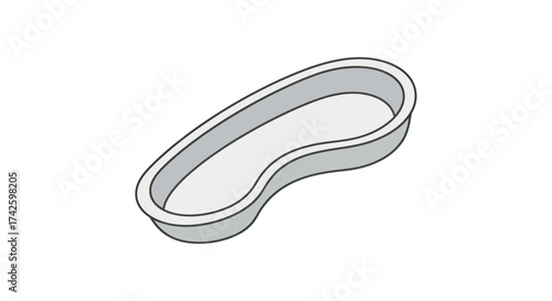 Isometric Gray Medical Kidney Dish for Healthcare Use.