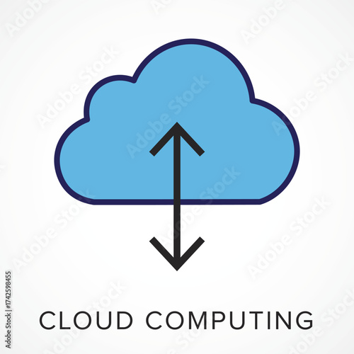 Cloud Computing Icon Vector – Data Storage, Network, and Online Technology Concept
