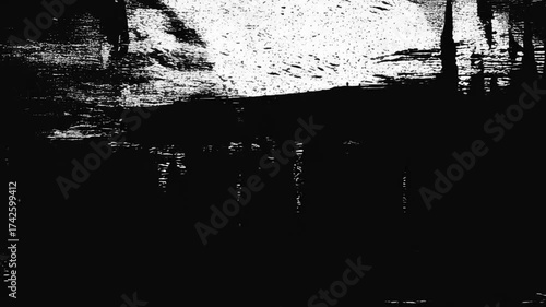 Black and White Textured Abstract with Horizontal Lines