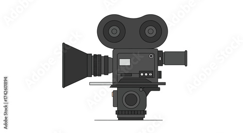 Vintage Film Camera with Lens Hood and Twin Lenses.