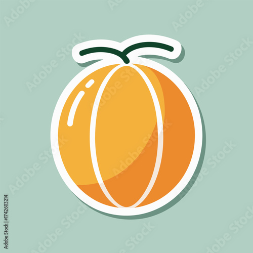 A delightful sticker illustration of a vibrant orange, showcasing its juicy segments and fresh appeal, perfect for adding a touch of citrusy charm to any creative project