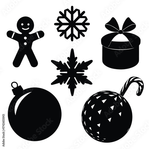 A set of Christmas balls for holiday decoration with vector icons and baubles