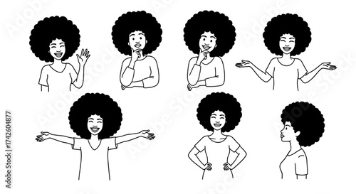 Groovy Afro Poses: Cartoon Cast