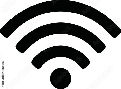 Wifi symbol vector, minimalist black wireless signal icon on white background — stock vector