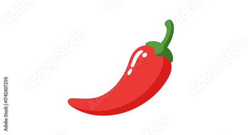 Cartoon Red Chili Pepper with Green Stem Illustration.
