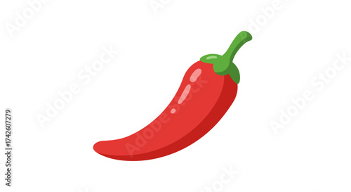 Cartoon Red Chili Pepper with Green Stem Illustration.
