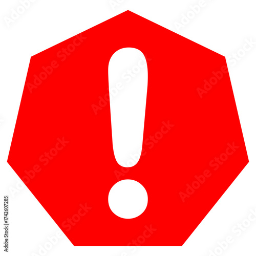 Colección de Iconos de Advertencia y Peligro. Símbolos de Alerta Roja en Varias Formas Geométricas con Signo de Exclamación Blanco.
