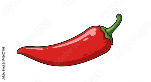 Cartoon Illustration of a Vibrant Red Chili Pepper.
