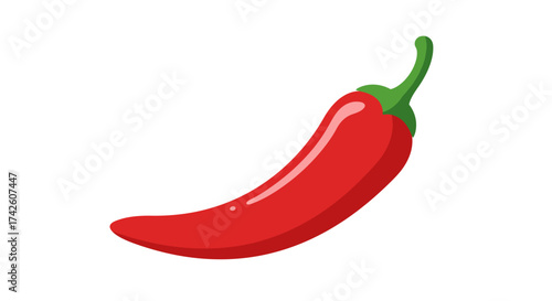 Vibrant Red Chili Pepper with Green Stem Illustration.