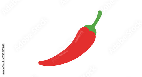 Cartoon Red Chili Pepper with Green Stem.