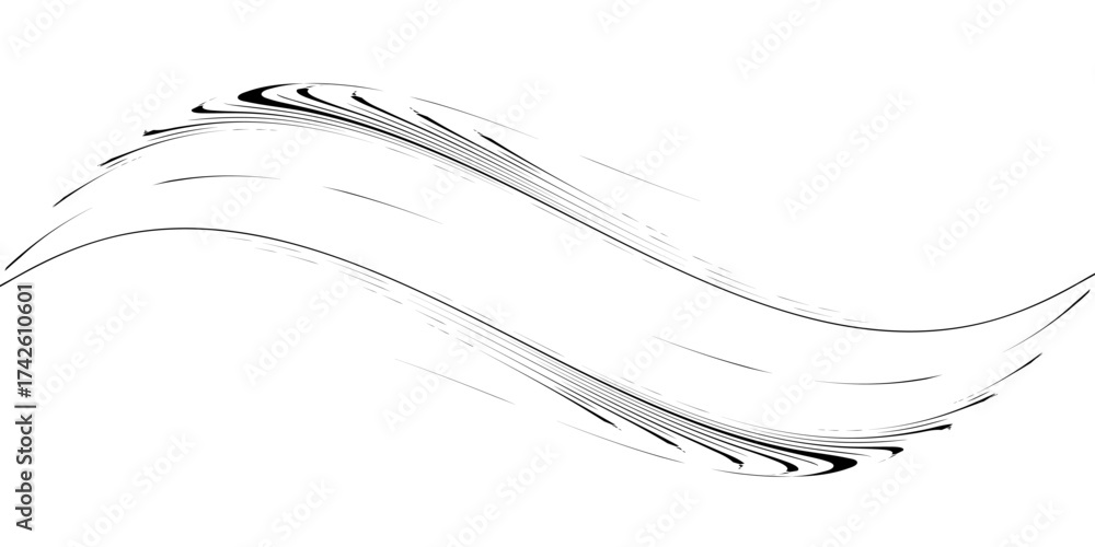 custom made wallpaper toronto digitalAbstract black Wave Line on white Background. Futuristic Flow Curve Design.