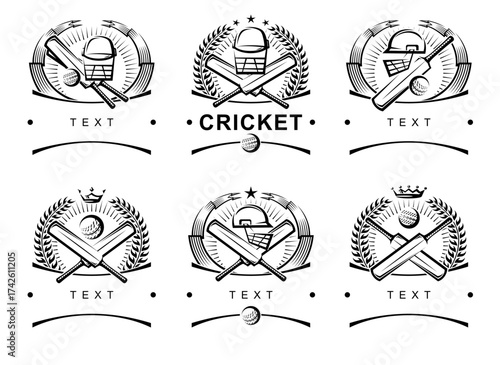 Cricket and soccer label and icon set. Collection icons cricket. Vector