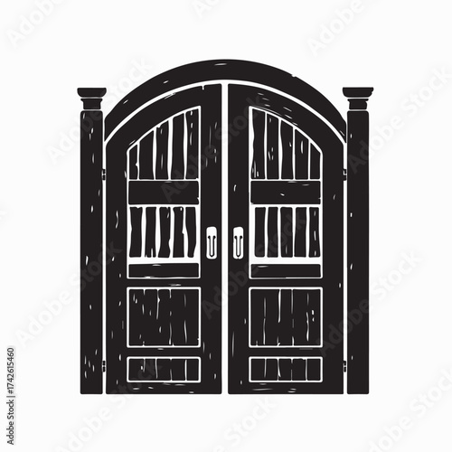 Rustic Western Saloon Doors Logo Vector Art isolated on white background