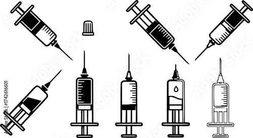 Set of syringe vector icon
