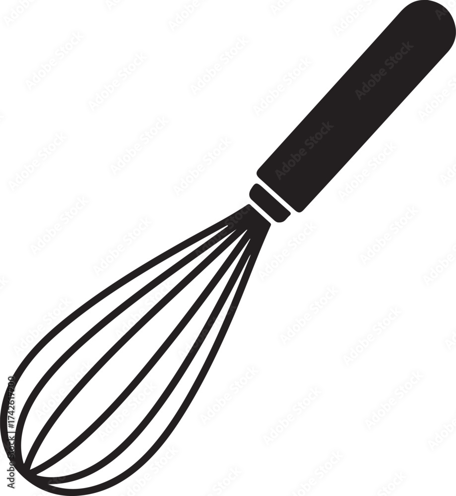Fototapeta premium Whisk silhouette icon, wire whisk vector, wire whisk silhouette vector illustration
