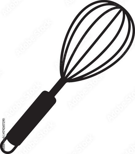 Whisk silhouette icon vector, kitchen whisk for cooking projects, wire whisk vector, wire whisk silhouette vector illustration