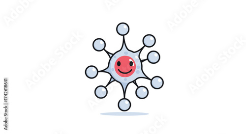 A happy atom with eight small orbiting electrons.