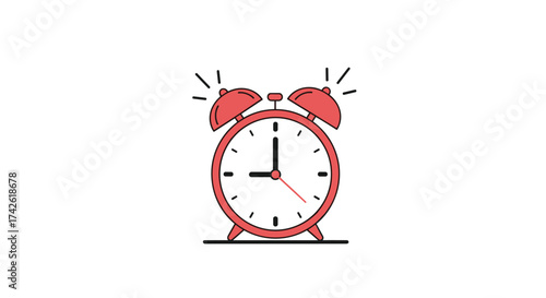 Retro alarm clock ringing loudly in the morning.