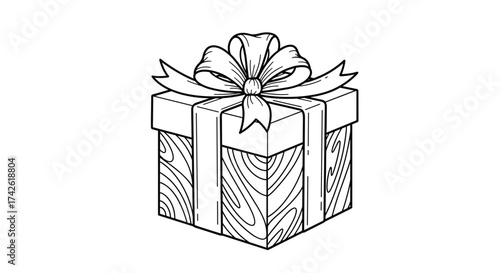 A neatly tied gift box with a decorative ribbon and bow.