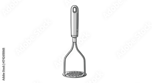 This stainless steel potato masher is a versatile kitchen tool for preparing smooth mashed potatoes.