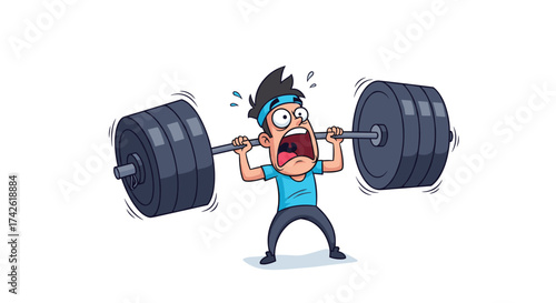 A man struggling to lift a very heavy weight.