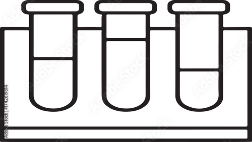 Three laboratory test tubes in a rack with liquid inside