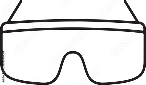 Minimalist outline icon of safety goggles on black background