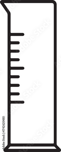 Simple line drawing of a graduated cylinder on a black background