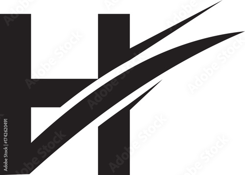 letter H logo with Slash