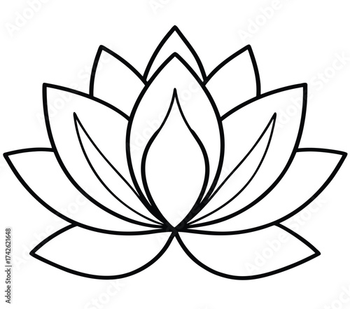 Elegant Lotus Blossom Outline A Symbol of Purity and Enlightenment