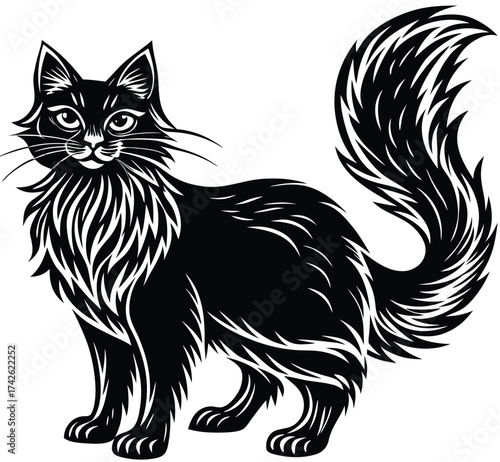 Black and white cat and dog silhouette illustration drawing vector art for funny domestic pets