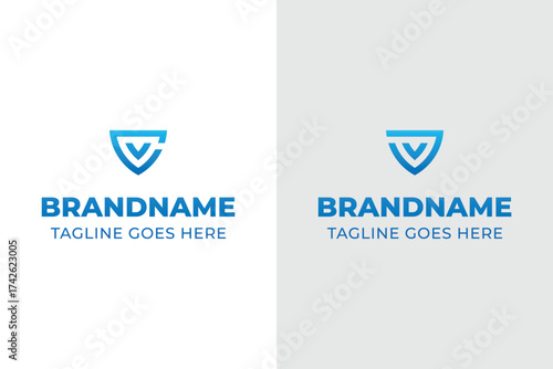Letters CV and JV Shield Logo, symbolizing protection, strength, and reliability