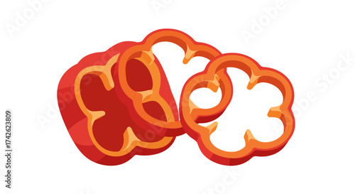 Sliced Red Bell Pepper: Fresh and Vibrant Vegetable Illustration.