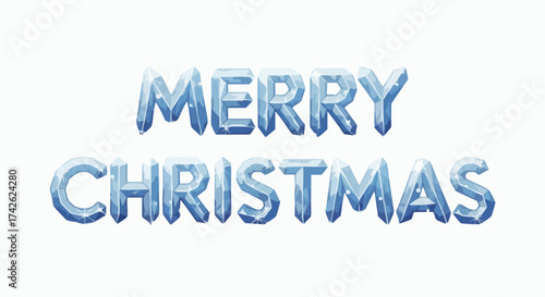 Merry Christmas text in shiny blue balloon letters isolated on white background.