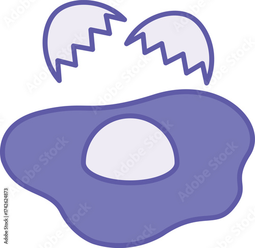 Colored Fried Egg Icon. Vector Illustration. A Broken Egg Cooked in a Frying Pan with Butter. Scrambled Eggs. Cooking Concept