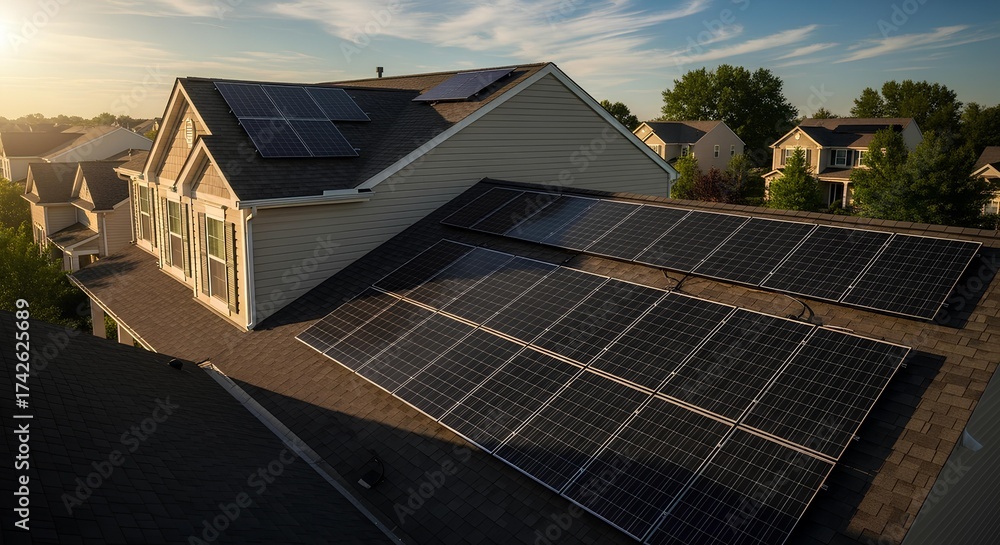 Fototapeta premium Residential Solar Roof Installation