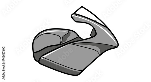 Gray Motorcycle Fairing with Windshield Side View Racing Style.