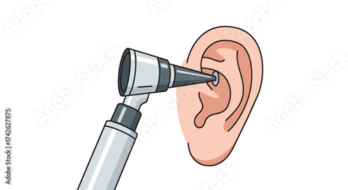 Otoscope Examining Human Ear Canal for Medical Checkup.