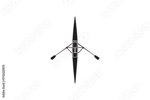Rowing Boat Silhouette Top View Design Sculling Boat Silhouette Illustration