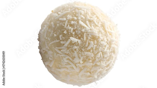 Coconut Candy Balls with Shredded Coconut Coating Isolated on Transparent or White Background
