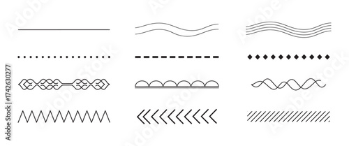 Collection of decorative black and white ornamental borders and dividers for design