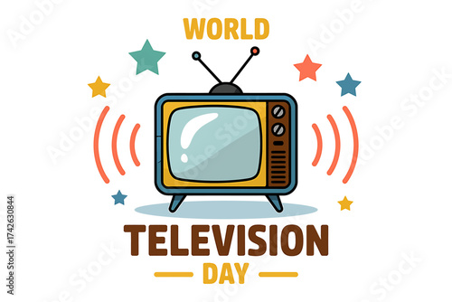 World Television Day Retro TV Graphic for Social Media Campaign and Promotion Banner Design Celebrating Broadcasting and Visual Communication