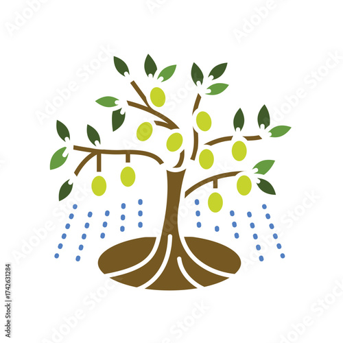 olive irrigation  color flat  icon.