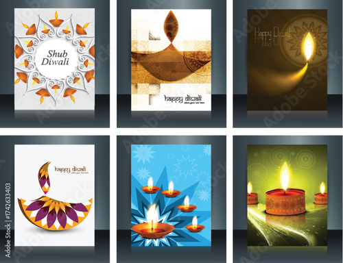 Creative Diwali Festival Vector Design Set